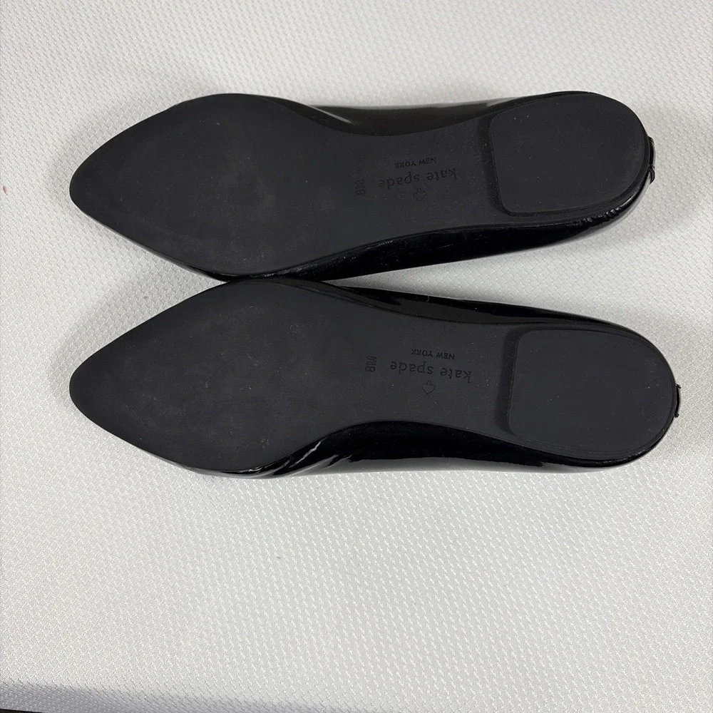 Kate Spade Ballet Flat Women Eleni Patent Leather‎ Shoe 8M Black slip on Classic